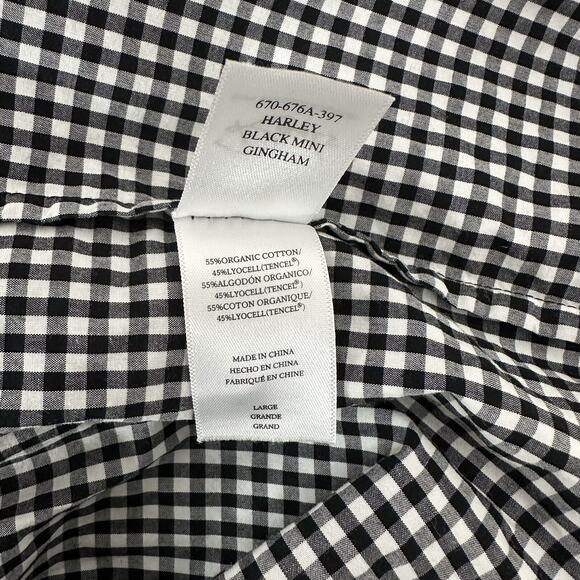 Rails Top Womens Large Black Gingham Scallop Square Neck Shirt Plaid - Picture 10 of 16
